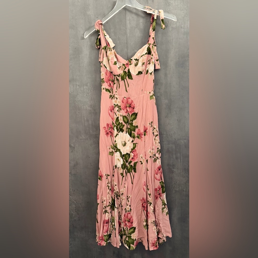 Reformation Nadira Tie Strap Sweetheart Floral Midi ROSE GARDEN B290 - Picture 5 of 7